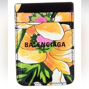 🩷BALENCIAGA | Flower Pattern Leather Small Wallet Logo Phone Card Case/Wallet🌸
